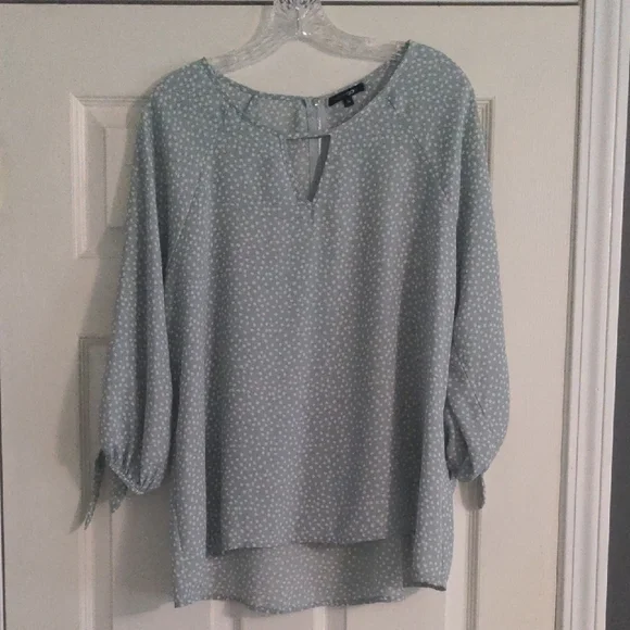 EUC✨ PAPERMOON XL mint/light blue Coraley 3/4 Tie Sleeve Blouse from Stitchfix - Picture 3 of 17